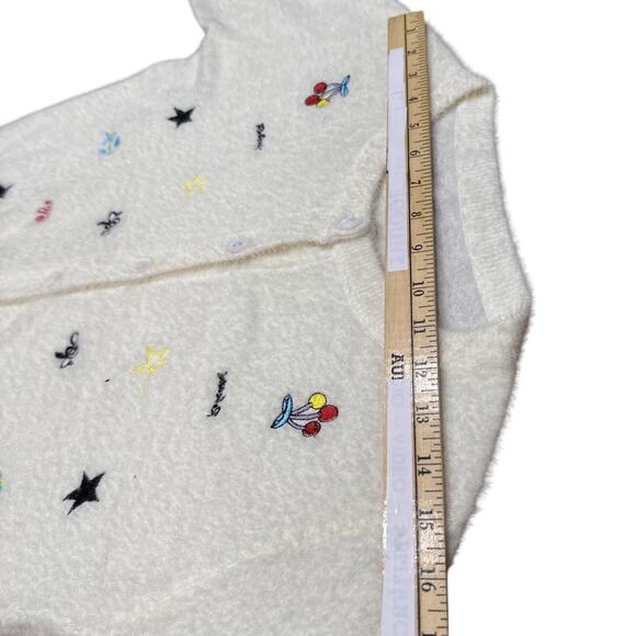 Cashmere&Wool White,Cardigan Sweater, Wmn SzS,embroidery,cottageCore Fuzzy Grany - Picture 13 of 16